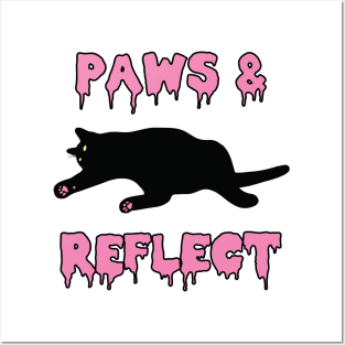 Paws & Reflect Cat Meditation Yoga Humor Mindfulness Posters and Art